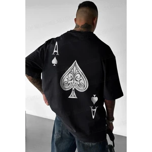 Teenage Millionaire Erkek Maça As Baskılı Siyah Oversize T-Shirt