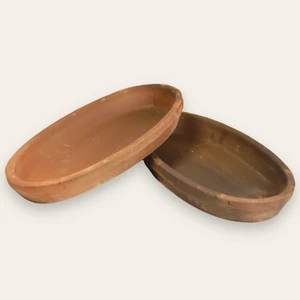 2'li Toprak Sırsız Oval Balık Güveci Pişirme Tavası 30X15X4