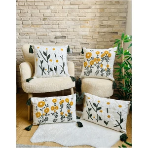 Home 4'lü Kombin Punch Işlemeli Kırlent Kılıfı (Panç)