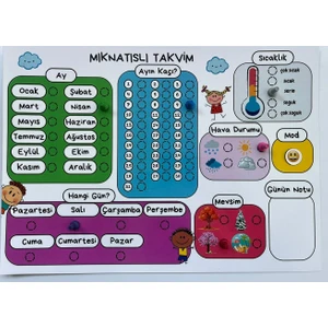 Mıknatıslı Takvim Panosu 30X42 cm +6 Pano Mıknatısı + 16 Manyetik Emoji Sticker