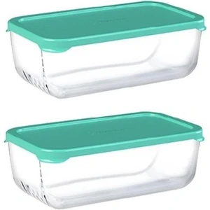 53743 Yeşil Snow Box Kapaklı Cam Saklama Kabı 2 Adet