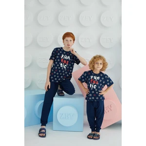 Erkek Garson Kısa Kol Lacivert Pijama Takım C1T5N68