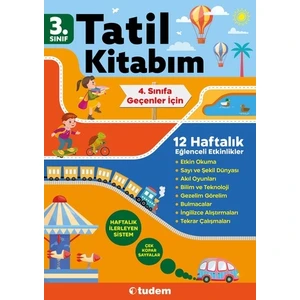 Tudem Yayınları 3. Sınıf Dan 4. Sınıfa Geçenler Için Tatil Kitabım 12 Haftalık 2023