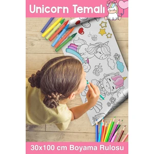30x100 CM Unicorn Temalı Boyama Kağıdı