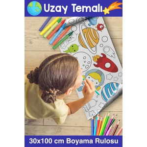 30X100 cm Uzay ve Gezegenler Boyama Kağıdı
