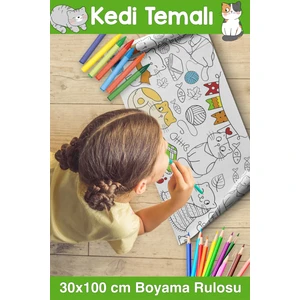 30X100 cm Kedi Temalı Boyama Kağıdı