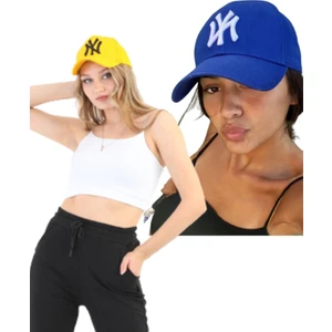 Elif İç Giyim Unisex Ny Nakışlı Mavi Kep Şapka 2'li Set