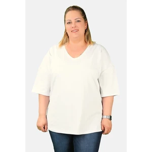 Büyük Beden Kadın V Yaka Süprem T-Shirt