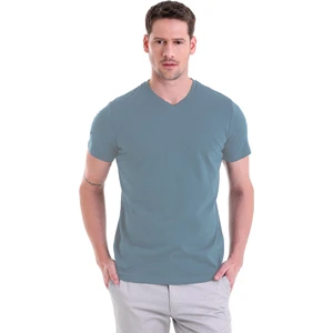 indigo Düz Regular Fit 100% Pamuk V Yaka Tişört