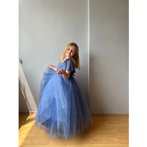 Taha Kids Güllü Prenses Kız Çocuk Abiye Indigo Mavi