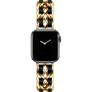 PSGT Apple Watch 2/3/4/5/6/7/8/9/SE42-44-45-49MM Lüks Metal Deri Paslanmaz Kordon Modern Fit