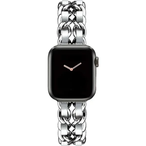PSGT Apple Watch 2/3/4/5/6/7/8/9/SE42-44-45-49MM Lüks Metal Deri Paslanmaz Kordon Modern Fit