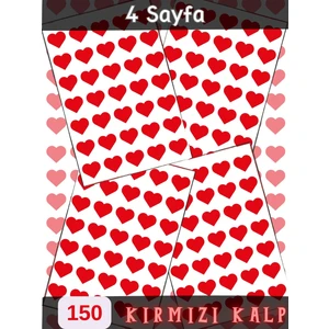 Etiketçi Paşa 150 Adet Hediyelik Kırmızı Kalp Şeklinde Çıkartma Sticker Günlük Planner Ajanda
