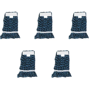 Çift Kovalı Temizlik Arabası Seti Yedek Dar Islak Mop Püskül Paspas 17 Cm  -  450  gr  - Mavi - 5 Adet