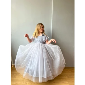 Taha Kids Güllü Prenses Kız Çocuk Abiye Elbise Gri