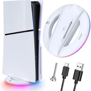 Ps5 Slim Aksesuarı Için LED Dikey Stand, 14 Işık Modlu Yükseltilmiş Stand, Playstation 5 Slim Konsol Için Vidalar ve USB C Kablosu ile Disk/dijital - Ps5 Konsoluna Uymaz (Yurt Dışından)