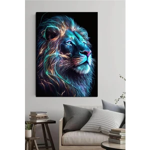 Neon Aslan Yüzü Kanvas Tablo