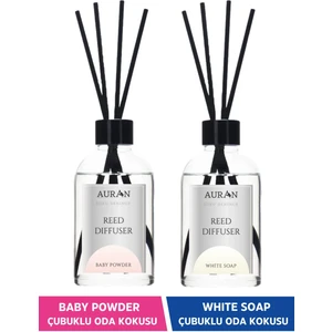 Bebek Pudrası Çubuklu Oda Kokusu Ve Beyaz Sabun Çubuklu Oda Kokusu 2'li Set Reed Dıffuser 50 ml