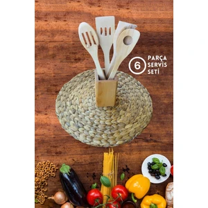 Han Plus Doğal Ahşap Masif Kayın Tahta Kaşık Spatula Servis Seti – Kutulu 6 Parça