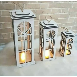 Planet Store Ahşap Fenerlik Mumluk 3 Lü Set