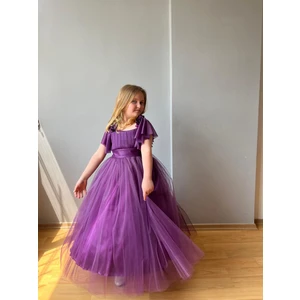 Taha Kids Güllü Prenses Kız Çocuk Abiye Mürdüm