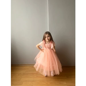 Taha Kids Güllü Prenses Kız Çocuk Abiye Somon