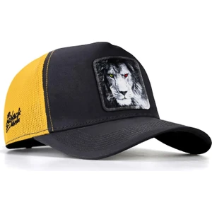 V1 Trucker Aslan - 6 Kod Logolu Unisex Koyu Antrasit-Sarı Şapka (Cap)
