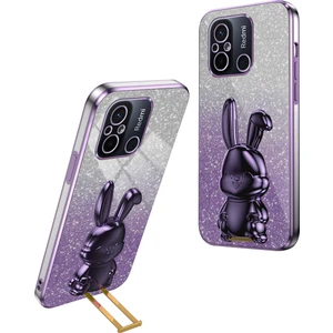 4U Sky Xiaomi Redmi Için 12C 4g Ince Kılıf Sevimli Tavşan Darbeye Dayanıklı Kickstand Telefon Kapağı-Mor (Yurt Dışından)