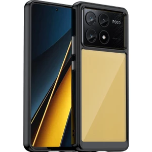 4U Sky Xiaomi Poco X6 Pro 5g Kılıf Tpu Çerçeve Şeffaf Akrilik Arka Kapak-Siyah (Yurt Dışından)