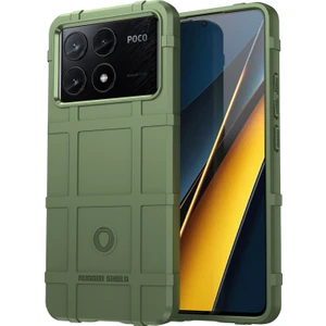 4U Sky Xiaomi Poco X6 Pro 5g Kılıf Kare Izgara Doku Kaymaz Tpu Telefon Kapağı-Siyah-Yeşil (Yurt Dışından)