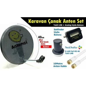 40CM Delikli Karavan Çanak Anten Seti +Analog Uydu Bulucu