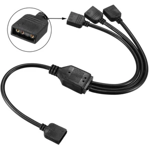 Coolmoon 3 Port 5V 3pin Argb LED Splitter Çoklayıcı Kablo, Uzatma Kablosu (1 Dişi To 3 Dişi) - Siyah