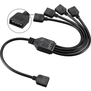 Coolmoon 4 Port 5V 3pin Argb LED Splitter Çoklayıcı Kablo, Uzatma Kablosu (1 Dişi To 4 Dişi) - Siyah