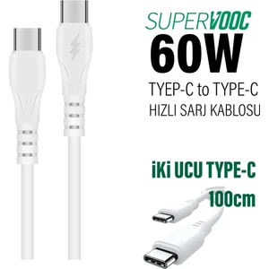 Type-C Pd 60W Destekleyen 1 Metre Hızlı Şarj ve Data Kablosu