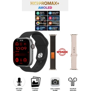 Watch 9 Hk9 Pro Max Plus  Akıllı Saat 3 Kordon + Kulaklık