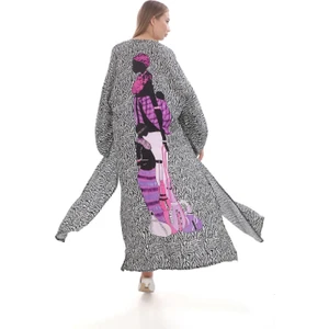 Bohem Stil Özel Tasarım Femine Bağlama Detay Boho Kimono & Kaftan