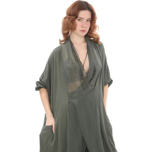 Italyan Ipek Detaylı Oversize Kaftan & Bluz