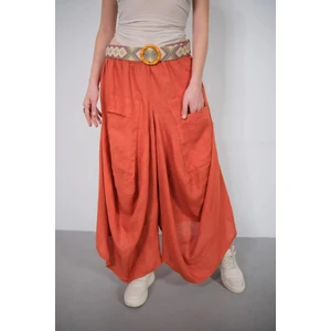 Bohem Stil Italyan Cepli Keten Şalvar Pantolon CMN00154