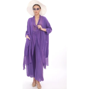 Bohem Stil Italyan Ipek Oversize Kap BluzWes Pantolon Takım