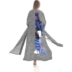 Bohem Stil Özel Tasarım Femine Bağlama Detay Boho Kimono & Kaftan