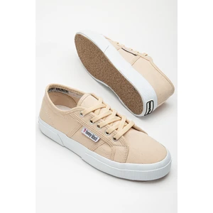 Tonny Black Kadın Bej Rahat Kalıp Krep Taban Bağcıklı Keten Günlük Ayakkabı