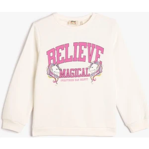 4Wkg10117Ak 010 Ekru Kız Çocuk Pamuk Jersey Sweatshirt