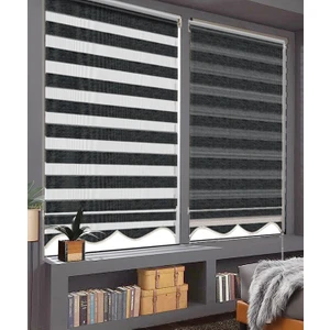 Binbir Perde Siyah-Gri Kırçıllı Dilimli Zebra Perde