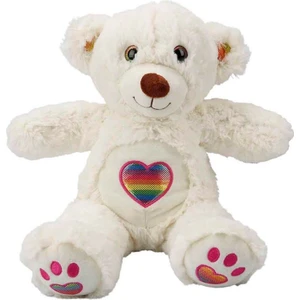 Gökkuşağı Kalpli Peluş Ayı 30 cm 31841 Beyaz