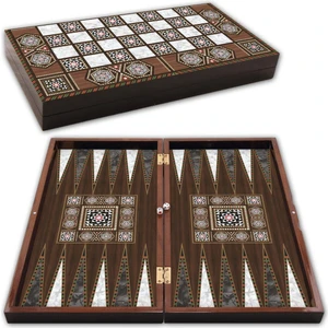 Cafe Tavla Sedef Temalı 12 Mm MDF Kasa İle Şık Oyun Takımı 25,5x49x6 Cm