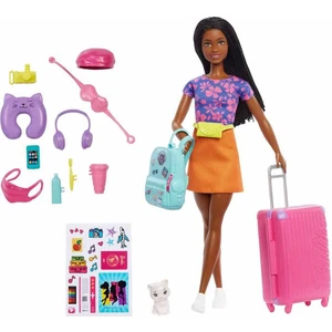 Şehirde Yaşam Serisinden Seyahat Temalı Barbie "Brooklyn" Roberts Bebek, Yavru Kedi, 10'Dan Fazla Seyahat Aksesuarı ve Çıkartma Kağıdıyla, 3 Yaş+ Hgx55