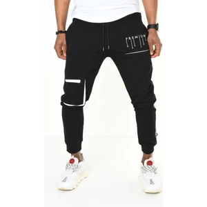 Ribana Paça Kargo Cepli Siyah Jogger Pantolon