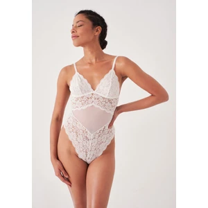 Ekru Dantelli Bodysuit