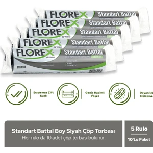 Standart Battal Boy Siyah Çöp Poşeti x 5 Rulo
