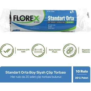 Standart Orta Boy Siyah Çöp Poşeti x 10 Rulo